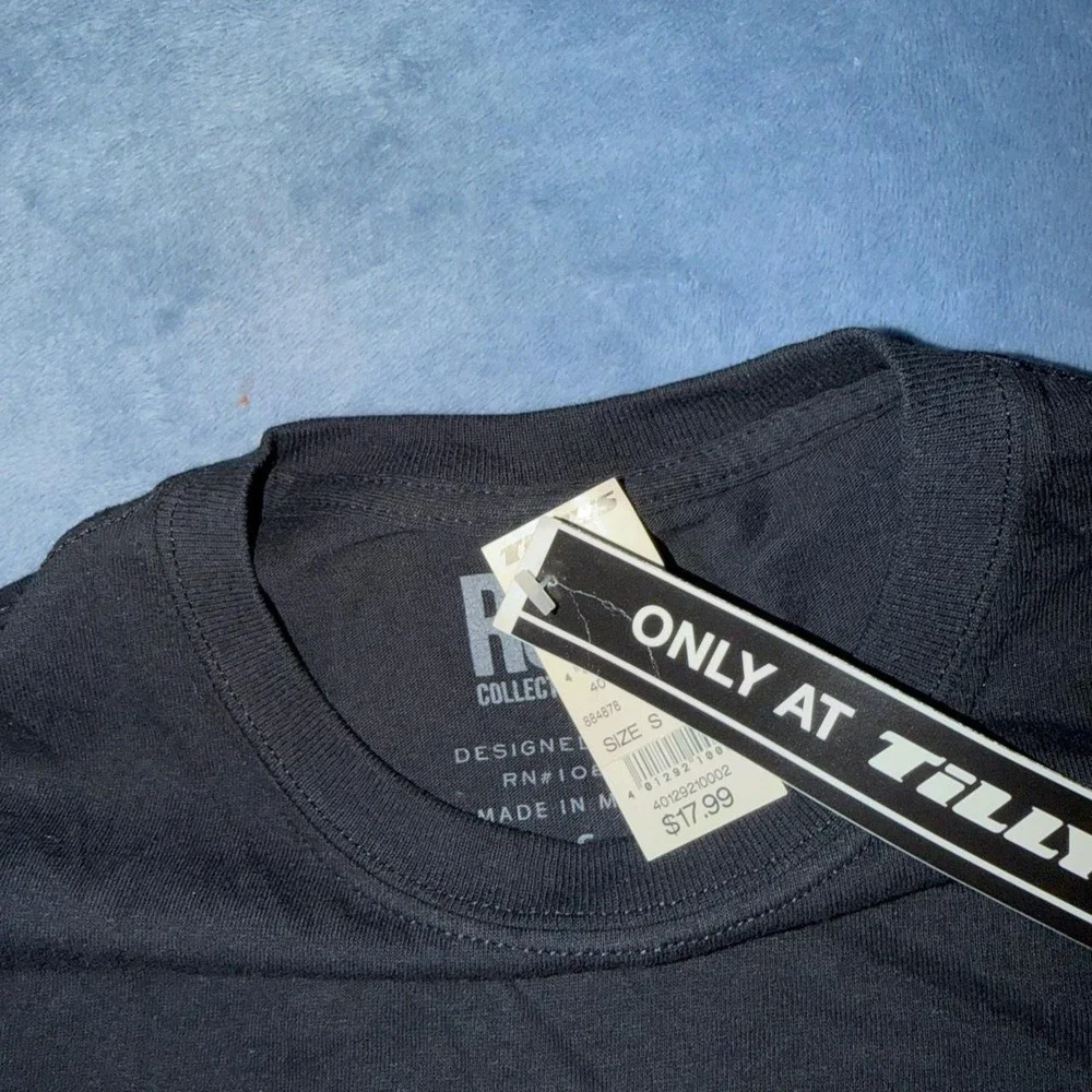 Tillys black graphic tee with pixelated rose and 'TILL DEATH DO US PART'